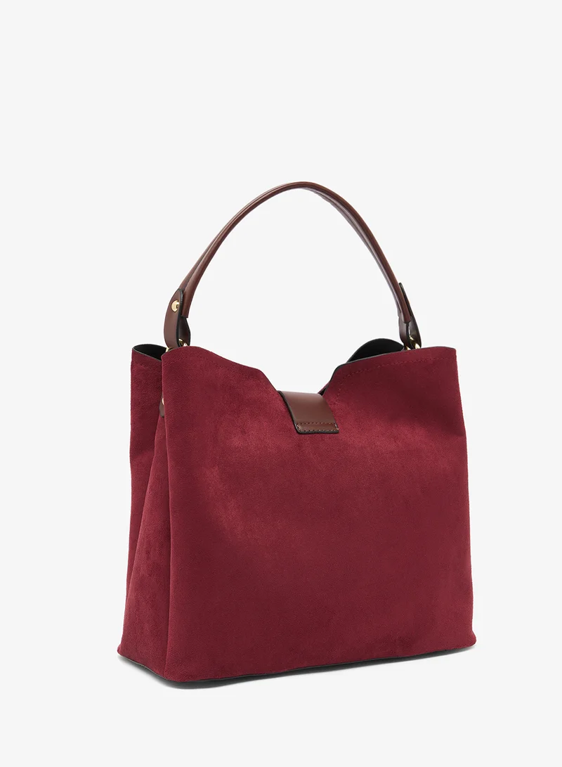 ايلا Gold Accent Detail Structured Bucket Bag With Top Handle And Strap